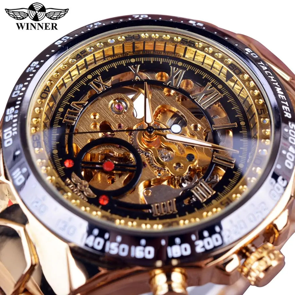 Men's Mechanical Sport Golden Watch